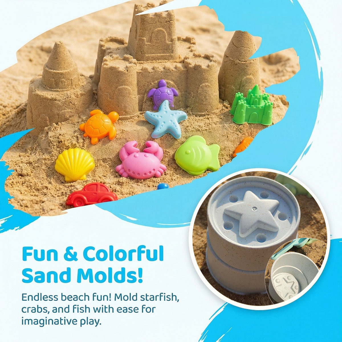 Kinetic Sand Mold - مجموعة قوالب شاطئية صغيرة إبداعية للأطفال،