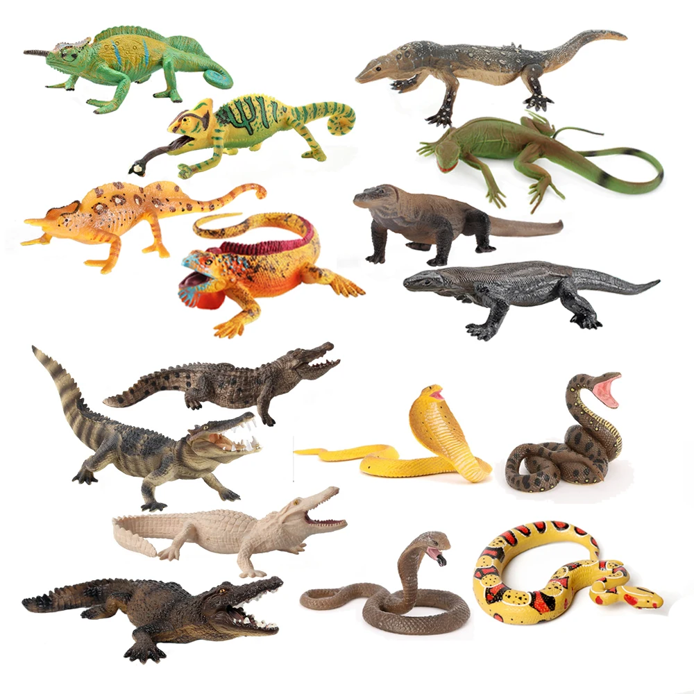 Kids Toys Reviews - نموذج بلاستيكي لحيوان الحرباء، تمثال الإغوانا