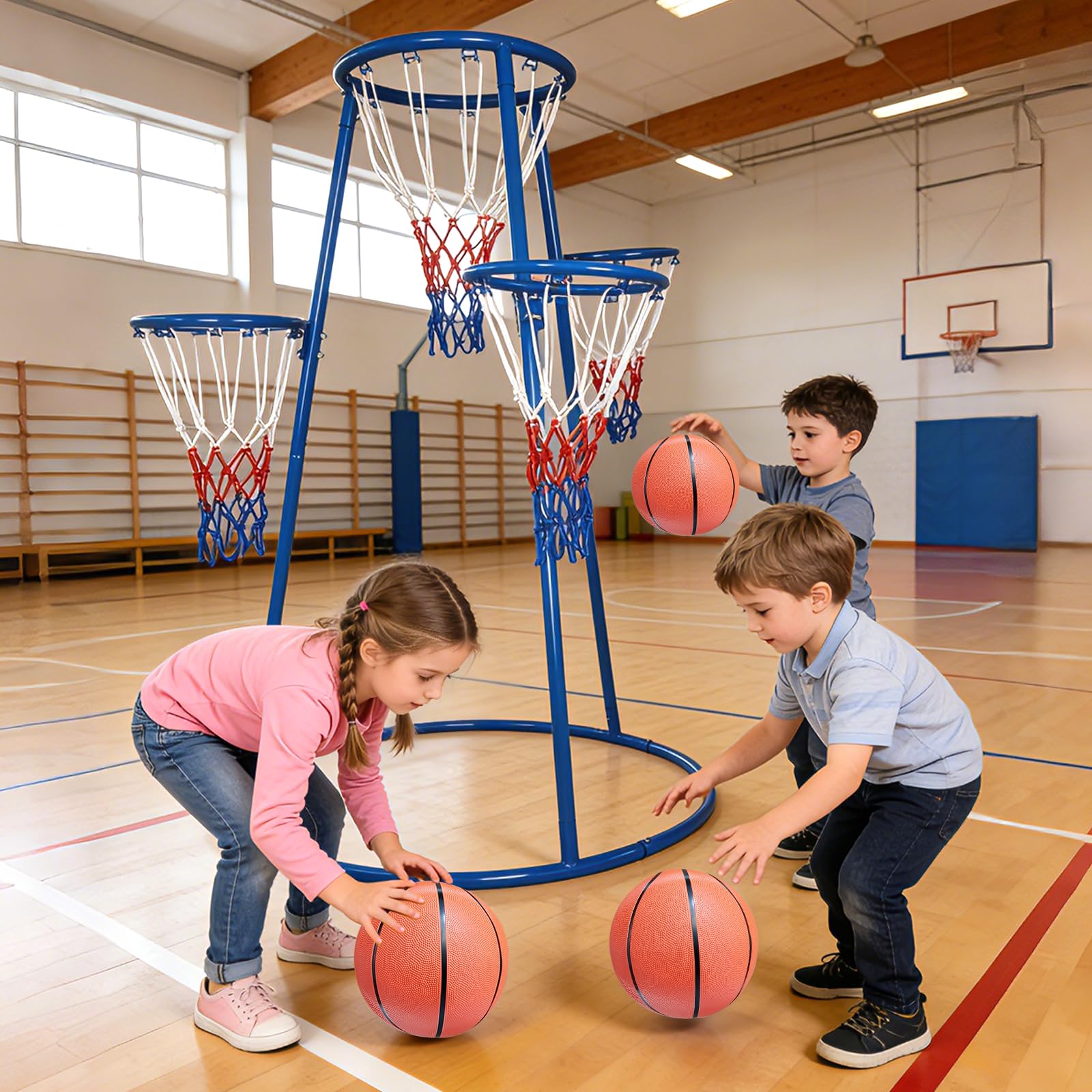 Basketball Hoop Kids Indoor - مجموعة كرة سلة للأطفال الصغار بأربع